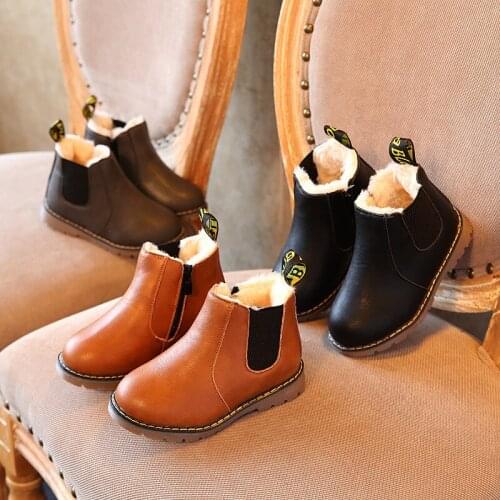 2021 New Autumn Children Shoes PU Leather Waterproof Martin Boots Kids Snow Boots Brand Girls Boys Rubber Boots Fashion Sneakers