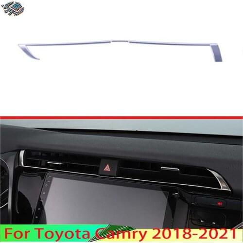For Toyota Camry 2018 2019 Car Decoration ABS Chrome Middle Air Vent Outlet Cover Dashboard Trim Bezel Frame Molding Garnish