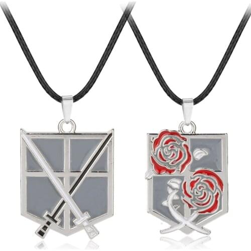 Dongsheng Attack on Titan Necklace Shingeki No Kyojin Scouting Legion Wing Badge Enamel Pendent Necklace Vintage Cosplay Jewelry