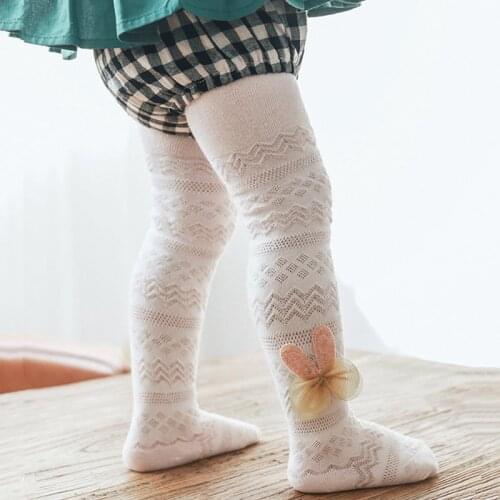 Baby girls Pantyhose Lovely Bowknot Decoration Pure Color Cotton Breathable Thin Anti-mosquito Children Pantyhose