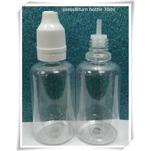 Press&turn bottle cap 30ml clear empty bottle 1000pcs/lot with US 16 CFR 1700.20