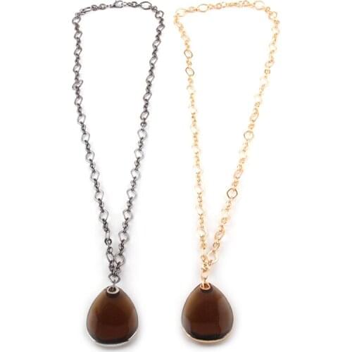 Fashion Bohemian Jewelry Gold/Black Gun Plated Chain Link Drop Pendant Necklaces For Women Ethnic Necklace