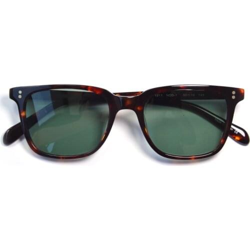 Retro Rectangle Polarized Acetate Sunglasses for Men UV400 Protection Outdoor Driving Sun Glasses Night Vision Yellow Shades