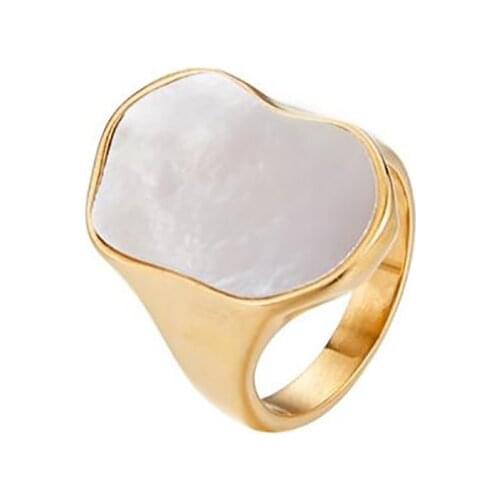 Stainless Steel Gold French Retro Minimalism Opal Stone Men Delicate Fashion Finger Ring Jewelry Gift For Him Size 6-8
