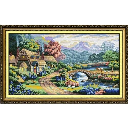 Country - Stamped & Counted Cross Stitch Kit DIY Needlework Crafts 11CT