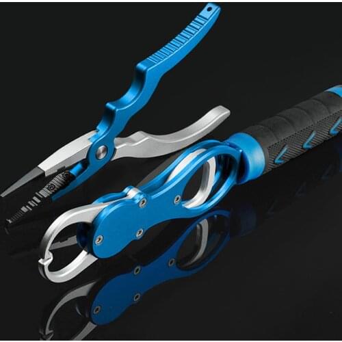 Aluminum Alloy Fishing Pliers Grip Set Fishing Tackle Hook Recover Cutter Line Split Ring Multifunctional Fishing Tool X197G