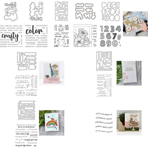 QWELL Dies match Stamps Set Sentiments Banner Words Letter Outline Floral Cover DIY Scrapbooking Dies 2021 New