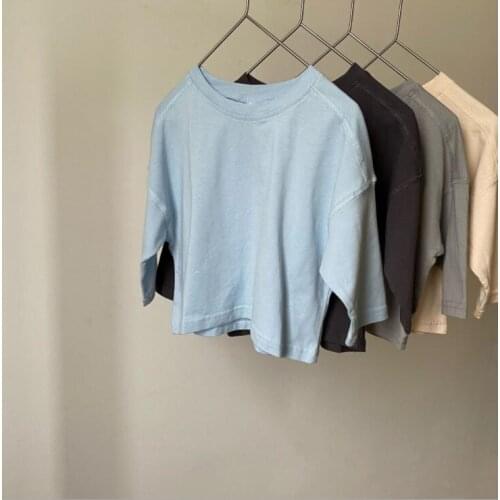 2021 New Girls Boys T-Shirt Fashion Cotton Autumn Puff Sleeve Kids Top 1-8t XY760