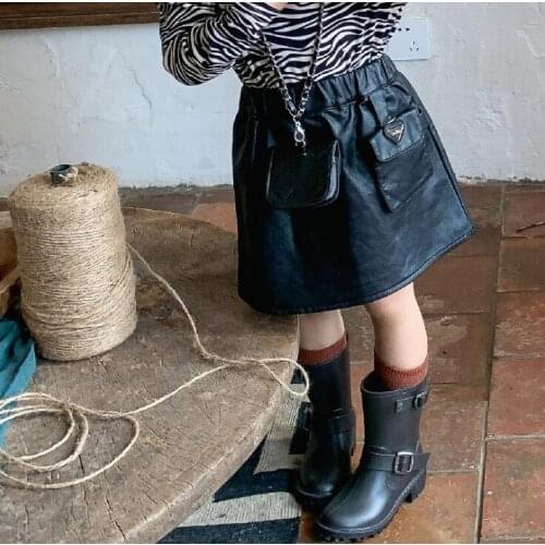 2021 new style girls pu leather skirt autumn cotton fashion girls skirts 1-7 years WS103