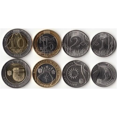 100% real EU Moldova 4 pieces 1 Set Europe coins New original coin UNC