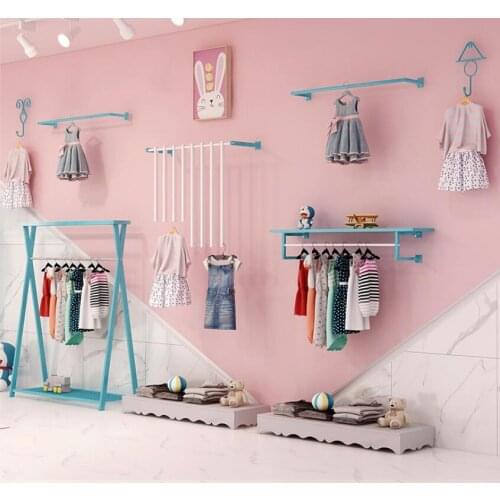 New style childrens clothing store decoration shelf live studio childrens display shelf selling clothes rack net red rack