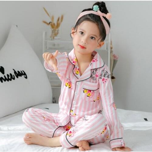 Spring Autumn Girls Clothes Pajamas Sets Childrens Sleepwear Long-sleeved Tops+pants 2pcs Pyjamas Kids Boys Home Clothing Night