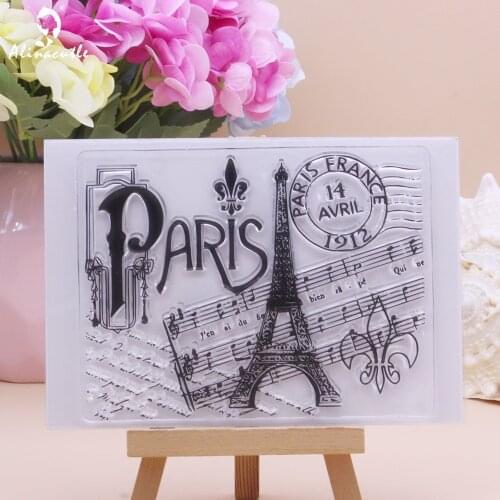 Paris Eiffel Tower Music CLEAR STAMPS Scrapbooking Handmade Card Album Paper Craft Rubber Transparent Silicon Stamp Alinacutle