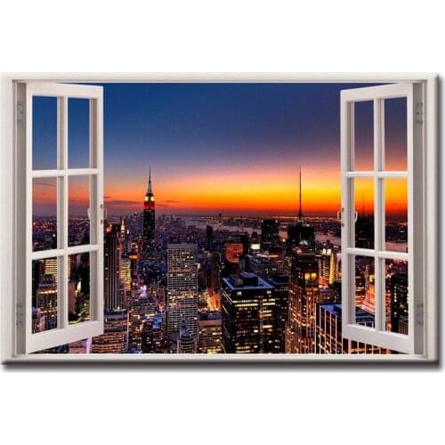 Canvas Printings City night series Modern Style Cheap Pictures Decorative Wall Art Framed Prints Gift