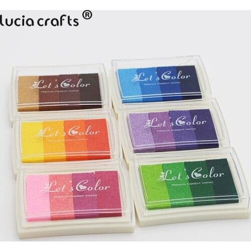 Lucia crafts Multi Color option Gradient Oil Based Ink pad Signet For Paper Wood Craft Rubber Stamp 1piece/lot I1111