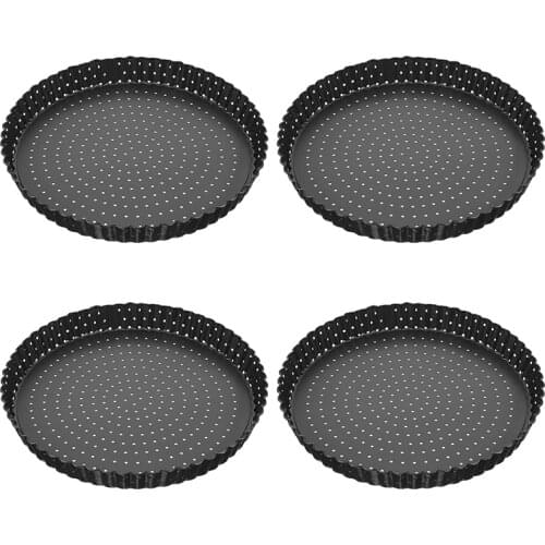 4 Pack Quiche Tart Pan,5 Inch Round Perforated Pizza Baking Tray Non-Stick Tart Tin with Holes for Cakes,Pies,Quiches