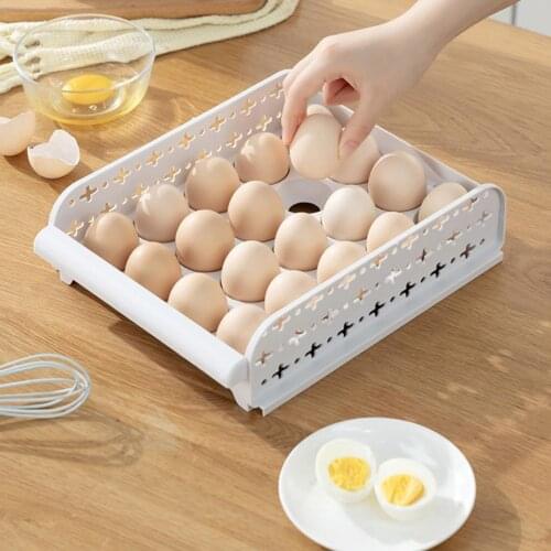 Large Capacity Shockproof Refrigerator Dispenser Egg Storage Box for Household