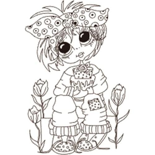 10x6 Girl holding flower pot TBig ice cream ransparent Clear Stamps Silicone Seals for DIY scrapbooking photo album Card Making