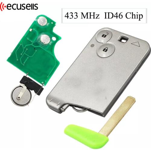 2 Button Smart Card Remote Key Fob For Renault Laguna Espace Vel Satis 2001-2007 433MHz ID46 Chip PCF7947