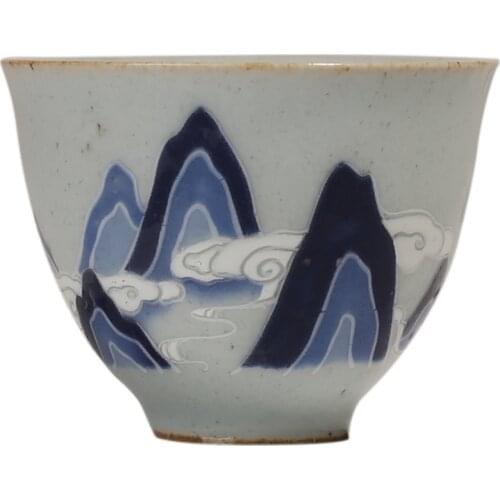 Retro Vintage Mountains Tea Cup 45ML Teacups Ceramic Tea Bowl Pigmented Household Small Tea Bowl