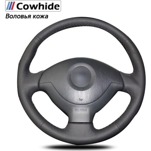 Hand-stitched Black Genuine Leather Car Steering Wheel Cover for Suzuki Jimny 2005 2006 2007 2008 2009 2010 2011 2012 2013
