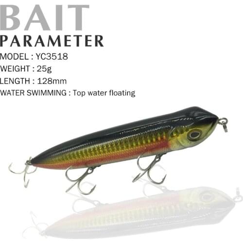 Fishing Lure 128mm/25g Floating Top Water Assorted Colors Popper Wobbler Pencil Lure Hand Lure Fishing Tackle 3D Eyes