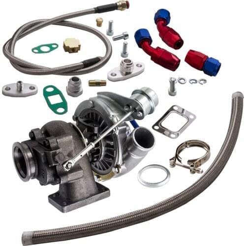 T3 T4 T3T4 T04E Turbo Turbocharger Oil Cooled .63 A/R .50 + Oil Line Kit V-Band Turbine Turbolader Balanced