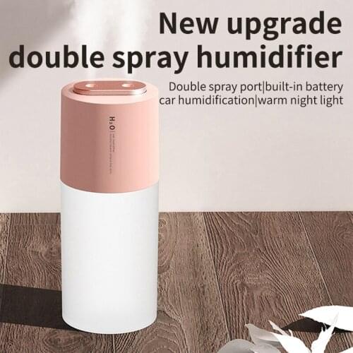 Home Air Humidifier 400ML Double Nozzle Cool Mist Aroma Diffuser with Night light Ultrasonic USB Humidificador Vehicle Supplies