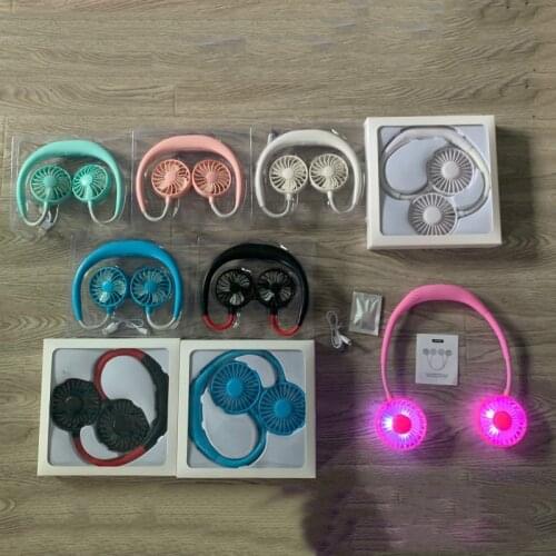 Color lamp hanging neck fan lazy fan hanging neck fan portable travel sports portable rechargeable