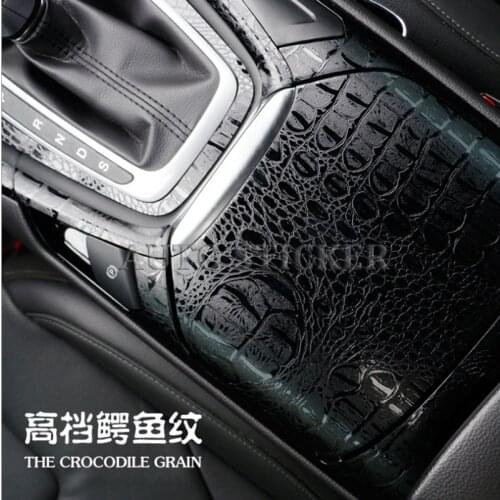 50cm Width High quality 3D car simulation faux crocodile skin leather car wrap vinyl film retro crack design interior decoration