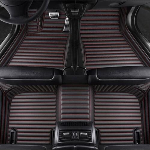 High quality leather car floor mat for hyundai santa fe tucson i30 i40 ix25 ix35 sonata kona car accessories carpet alfombra