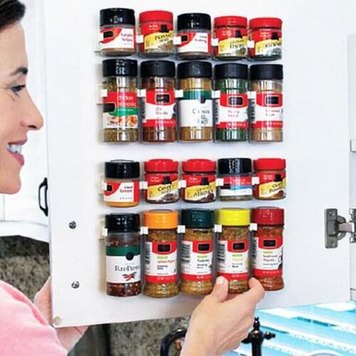 4Pcs/Set Bottle Clip Storage Rack Ingredient Spice Bottle Rack Plastic Clips Rack Kitchen Cabinet Door Hooks Jar Spice Holder