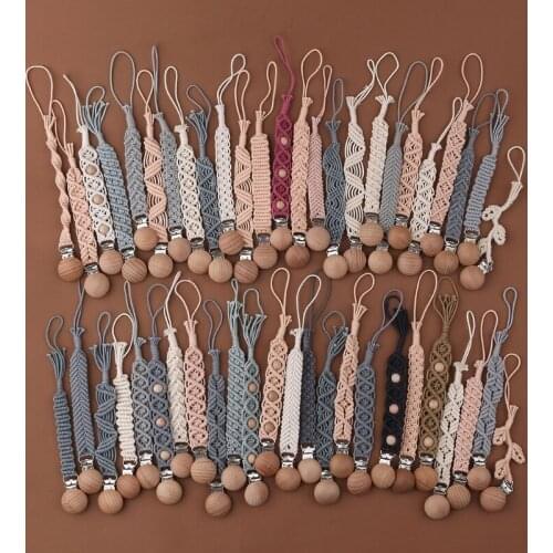 Baby Pacifier Clips Woven Cotton Rope Pacifier Chain Infant Nipple Soother Chain Clips Dummy Holder Nipple Clip