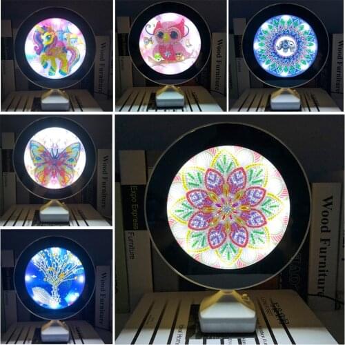 DIY LED Light Diamond Painting Mirror Animal Mandala Style Special Shaped Diamond Painting Makeup mirror Sale Diamond Mosaic Art