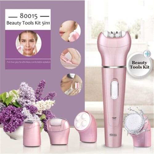 5 in 1 Women Shaver Electric Shaver Epilator Shaving Bikini Trimmer Multifunction Ladys Shaver Hair Remover Facial Razor