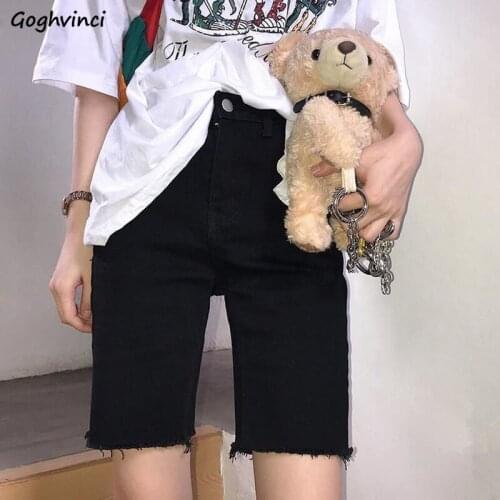 Women Shorts Denim Solid Fashion Skinny Chic Harajuku All-match Streetwear Knee-length Running High Elasticity Casual Fur-lined
