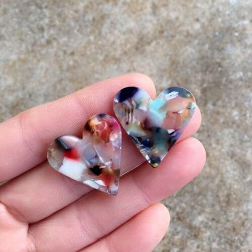 UJBOX 25mm Colored love heart Acetate Earrings Stud Women Acetic Acid Wedding Earrings Jewelry Accessories Birthday Gift