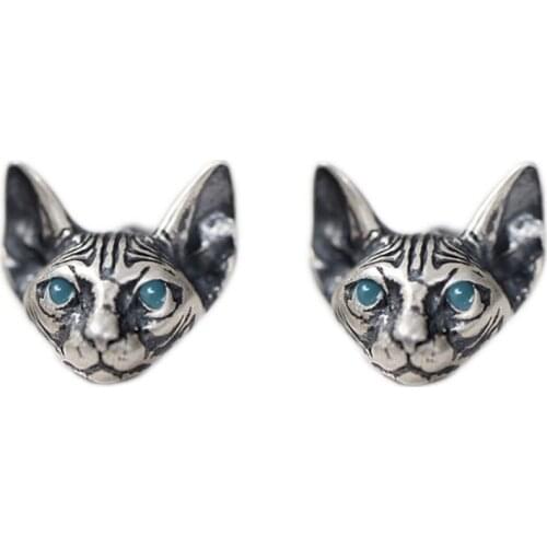 1 Pair Vintage Sphink Cats Stud Earrings Hypoallergenic Punk Cats Earrings Gifts