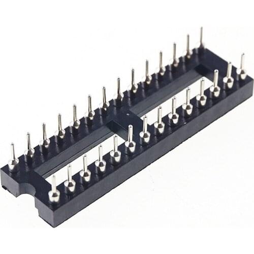 5pcs 0.100" 2.54mm Pitch IC socket Narrow 28 Position 2x14 Pin machine Pin Row spacing 7.62mm plate DIP Through hole solder