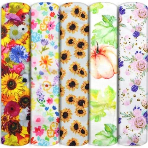 50*145cm Flowers Double Brushed Poly Knit Cotton Fabric Patchwork Sewing Quilting Fabric Needlework Material DIY Cloth,1Yc13938