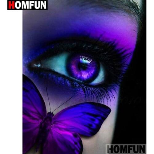 HOMFUN Full Square/Round Drill 5D DIY Diamond Painting "Butterfly eye" 3D Diamond Embroidery Cross Stitch Home Decor A19244