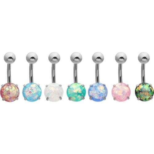 Free shippment 50pcs Body Jewelry -New Opal Resin Navel Rings Belly Rings Button Barbells 14G Sex New Body Piercing Jewelry