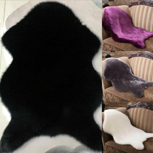 Faux Sheepskin Chair Cover Seat Pad Soft Sofa Carpet Cushion Hairy pendulum Mat Solid Color Skin Fur Fluffy Rugs Bedroom blanket