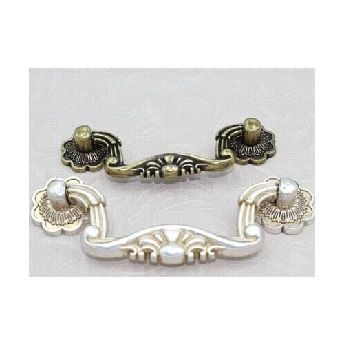 96mm European kitchen wardrobe door handle Carved furniture hardware handle 3.8"Antique drawer cabinet knob Bookcase desser pull