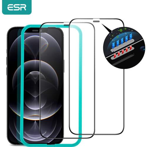 ESR Ultra-Tough for iPhone 12 Pro Max Screen Protector for iPhone 12 Pro Tempered Glass 2PCS Full Cover Protective Glass Film