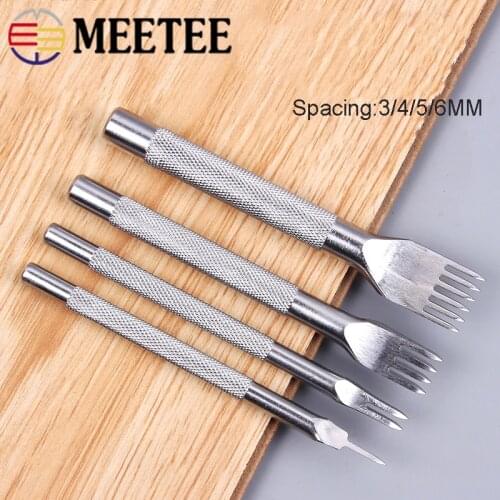 Meetee 1pc Handmade Leather DIY Tool Punching White Steel Diamond High-end Punch Wallet Eye Stitching Bag Making Fork By Hand