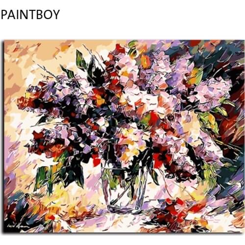 PAINTBOY Framed Pictures Painting By Numbers Rose Flower Handwork Canvas Oil Painting Home Decor For Living Room GX4569