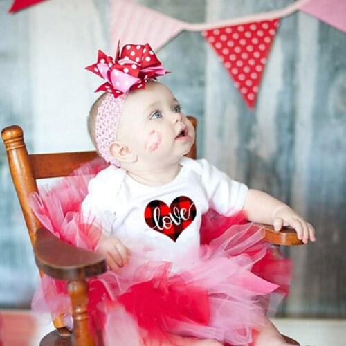 Plaid Love Print Newborn Baby Boy Girl Valentines Day Romper Outfit Infant Cute 1st Valentine Jumpsuit Costumes for Party Wear