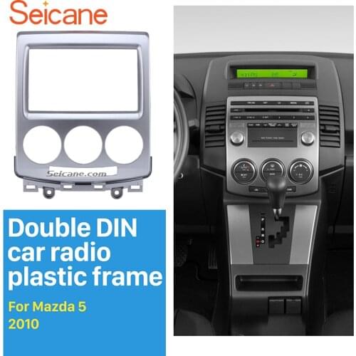 Seicane Dash CD Trim Panel Kit 2 Din Car Radio Fascia for 2005 2006 2004 2007-2010 Mazda 5 Stereo Cover Plate refitting Frame