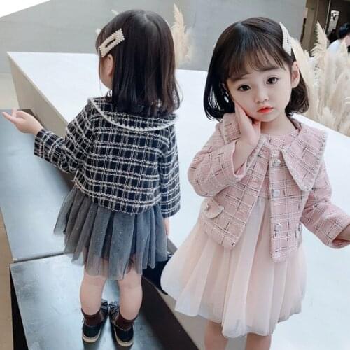 Spring Kids Clothes Set Infant Baby Girls Clothing Princess Plaid Jacket + Dress 2Pcs Suits for Baby Girl Clothes Birthday Sets